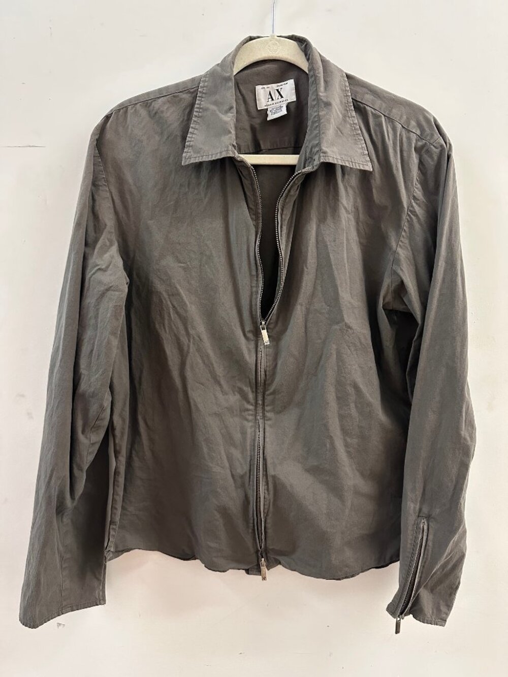 Armani Zip Shirt with Zip Sleeves, Gray, Super Cool L